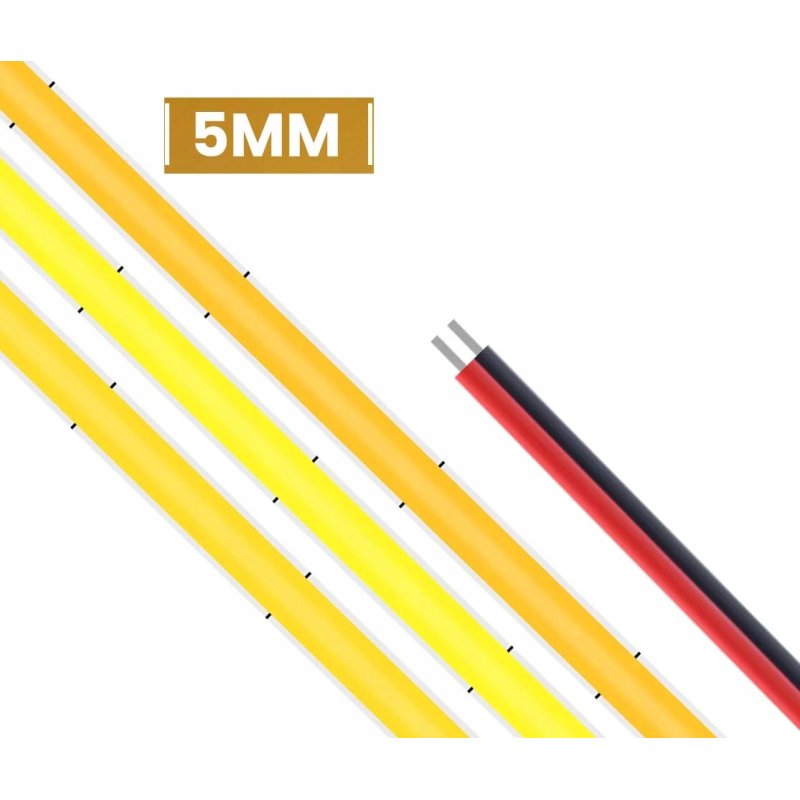 Taśma LED COB WĄSKA 5mm 12V 10W 384diod/m neon linia ŚWIATŁA kolor ŻÓŁTY 1m