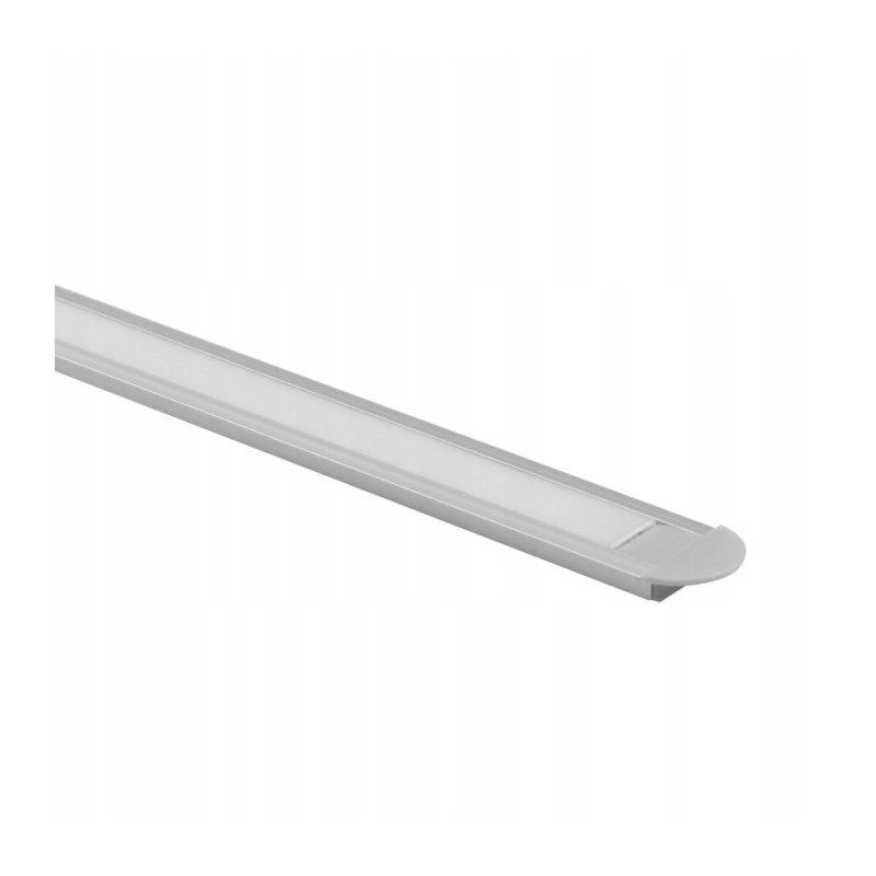 PROFIL aluminiowy WPUSZCZANY srebrny + KLOSZ mleczny zaślepki 3m do led