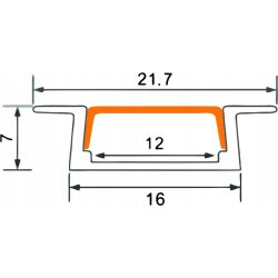 PROFIL aluminiowy WPUSZCZANY srebrny + KLOSZ mleczny zaślepki 3m do led