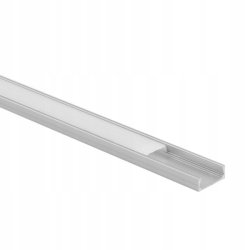 PROFIL aluminiowy NAWIERZCHNIOWY srebrny + KLOSZ mleczny zaślepki 3m do led