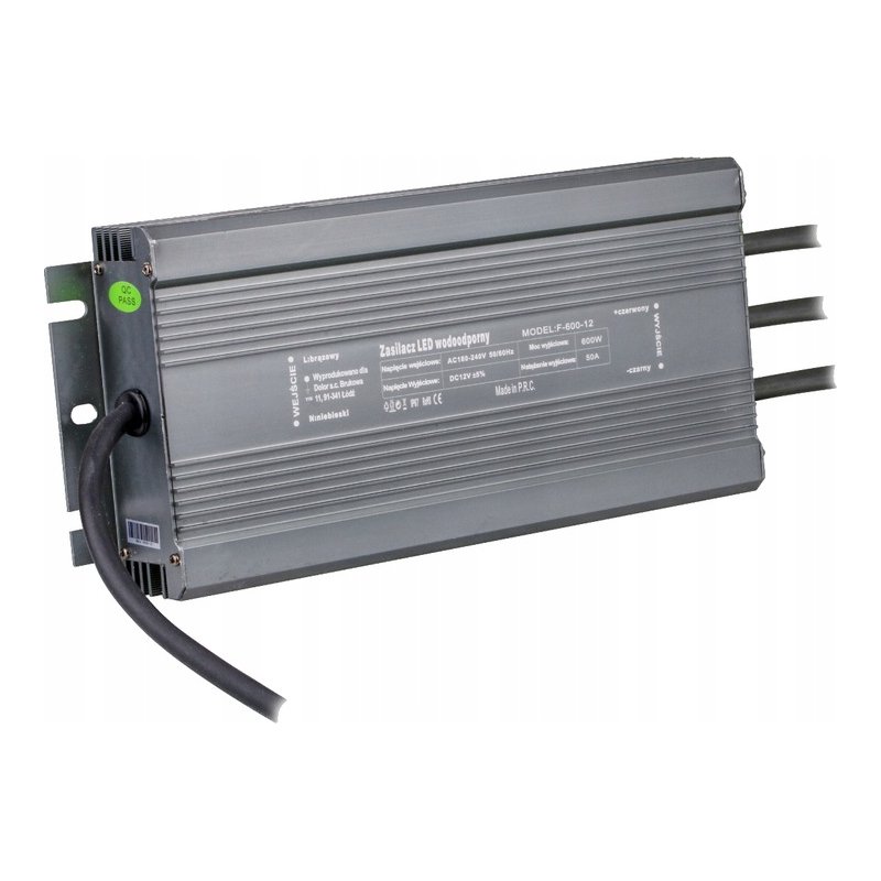 ZASILACZ HERMETYCZNY PROFESJONALNY 12V 600W 50A wodoodporny taśm LED IP67