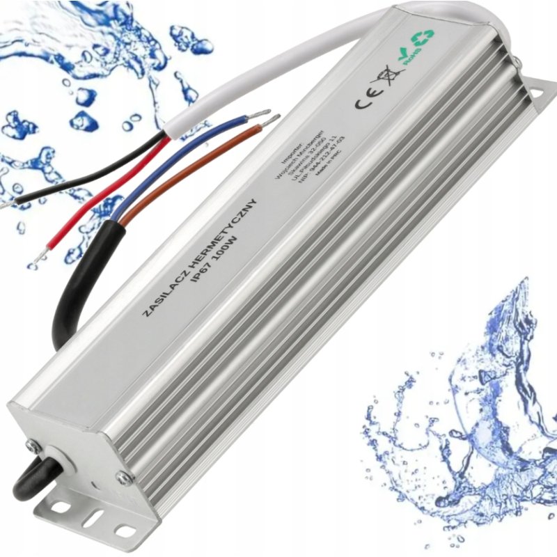Zasilacz 24V 100W 4,15A wodoodporny taśm LED IP67 hermetyczny metal