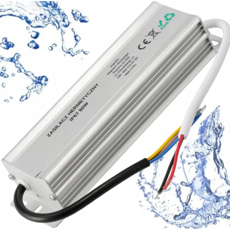 Zasilacz 24V 80W 3,3A wodoodporny do taśm LED IP67 hermetyczny metal