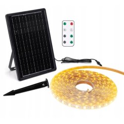 ZESTAW Taśma SOLARNA LED barwa CIEPŁA 10mb 100W IP65 hermetyczna z pilotem
