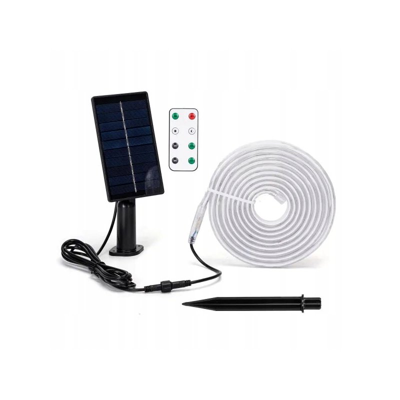 ZESTAW Taśma SOLARNA LED RGB 3mb 30W kolorowa IP65 hermetyczna z pilotem