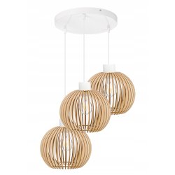 Lampa wisząca żyrandol zwis sufit klosz drewno 3