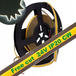 Taśma LED COB 24V 9W 8mm 480d/mb NeonZIMNY 1m FREE CUT cięta co 1mm