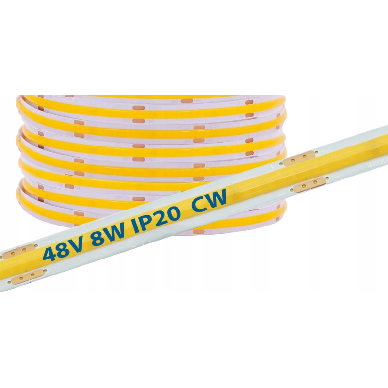 Taśma LED COB linia PRO 48V 8W 480 diod na metr Neon Zimny 1m z rolki 50m