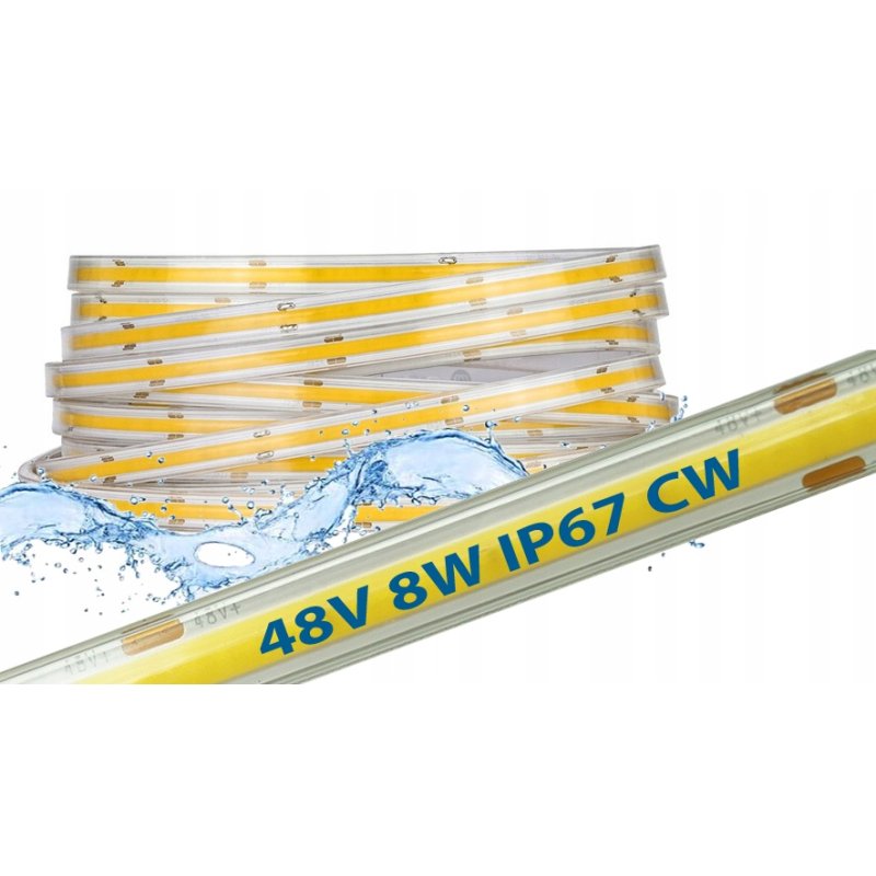 1mb TAŚMA LED COB 48V 8W IP67 NEON PRO linia ZIMNA termococon wodoodporna