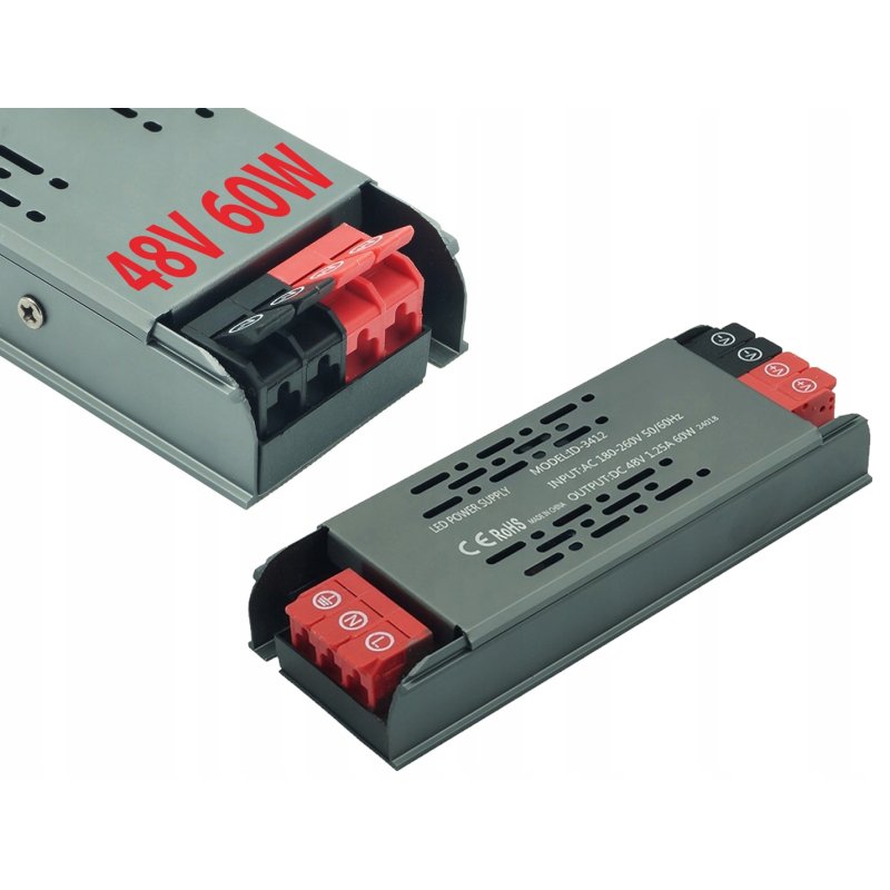 Zasilacz PROFESJONALNY płaski 48V 1,25A 60W IP20 SUPER SLIM do taśm led