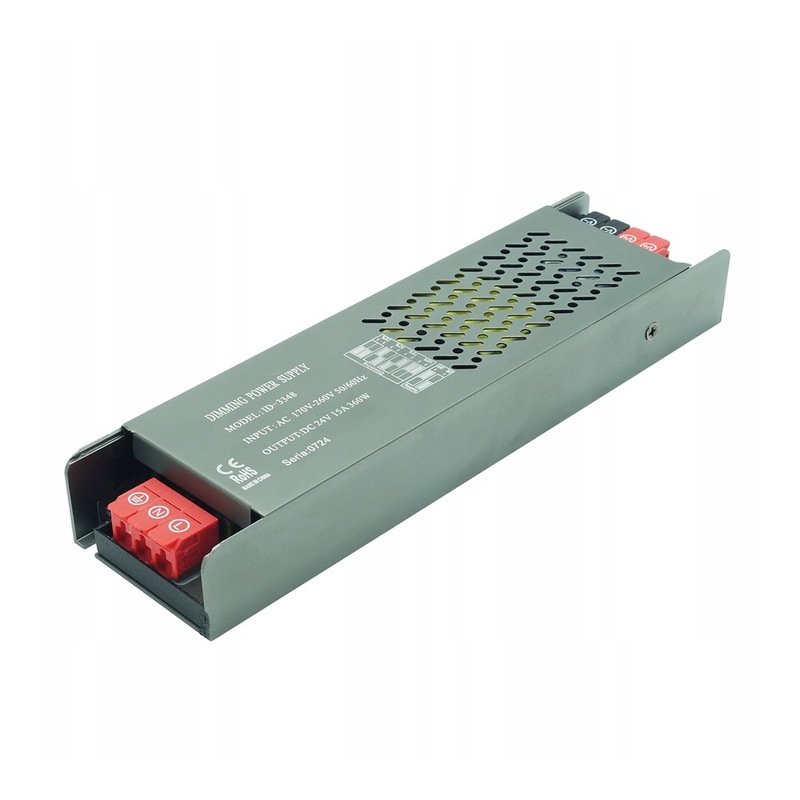 Zasilacz PROFESJONALNY płaski 24V 15A MOCNY 360W IP20 SUPER SLIM taśm led