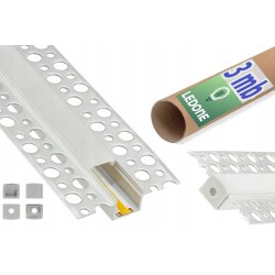 Zestaw PROFIL LED ALUMINIOWY do PŁYT karton-gips GK GIPSOWYCH + klosz 3m