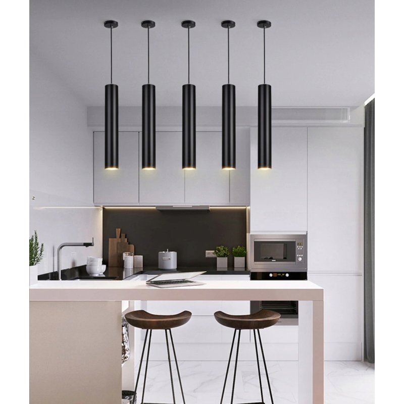 LAMPA WISZĄCA ZWIS żyrandol sufitowa TUBA 50cm na GU10 czarna