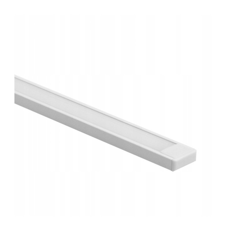 PROFIL aluminiowy NAWIERZCHNIOWY biały + KLOSZ mleczny zaślepki 1m do led