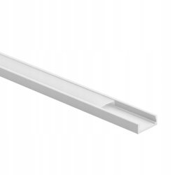 PROFIL aluminiowy NAWIERZCHNIOWY biały + KLOSZ mleczny zaślepki 1m do led