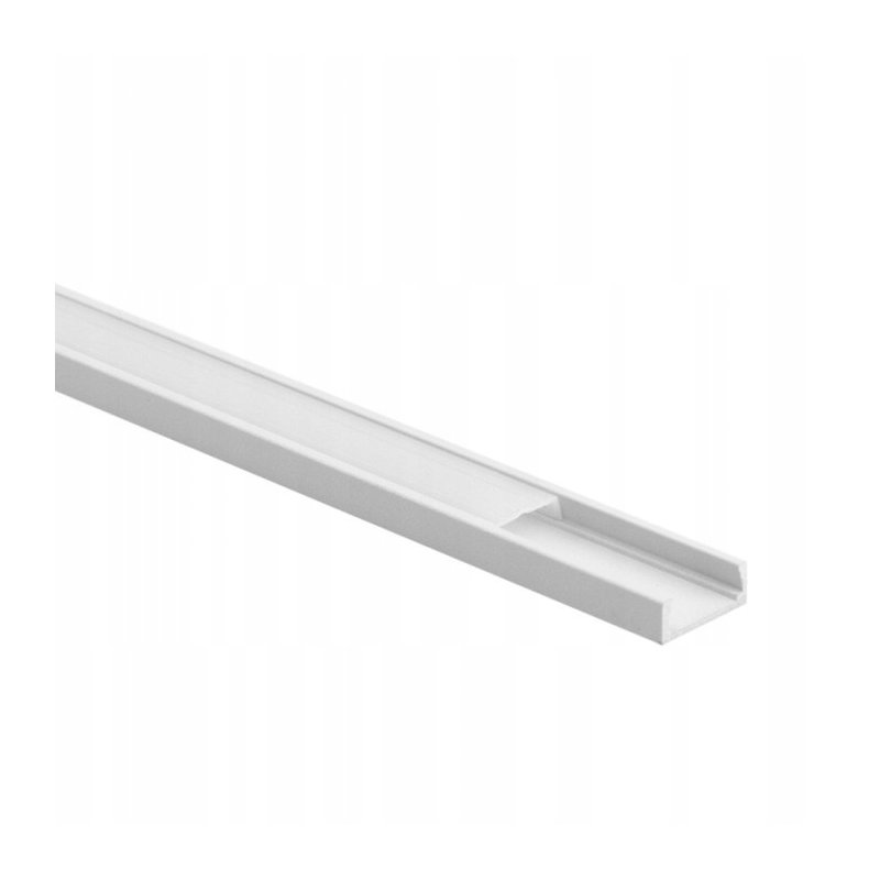 PROFIL aluminiowy NAWIERZCHNIOWY biały + KLOSZ mleczny zaślepki 1m do led