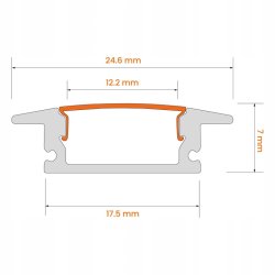 Zestaw PROFIL ALUMINIOWY czarny wpuszczany slim eko do taśm LED 2m + KLOSZ