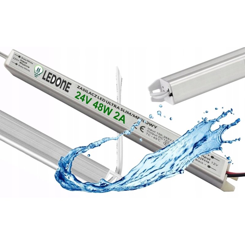 Zasilacz napięciowy 24V 48W 2A IP67 WODOODPORNY ultra slim do taśm LED