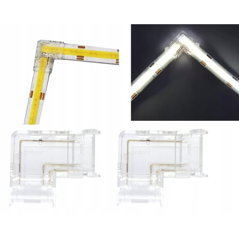 2x Złączka LED MONO CCT COB DIGITAL taśm cyfrowych 3PIN 10mm łącznik kątowy
