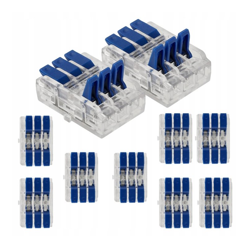 10x Szybkozłączka Elektryczna Przelotowa 3-torowa 4mm ZŁĄCZKA zacisk prosta