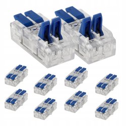 10x Szybkozłączka Elektryczna Przelotowa 2-torowa 4mm ZŁĄCZKA zacisk prosta