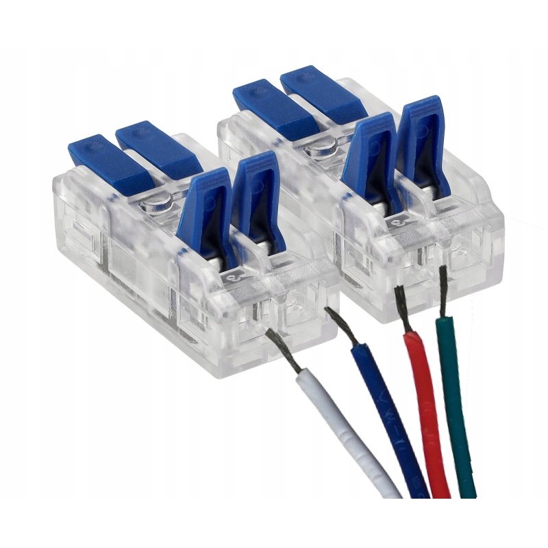Złączka szybka zasisk przelotowa 4-torowa łącznik do taśm led RGB cob smd
