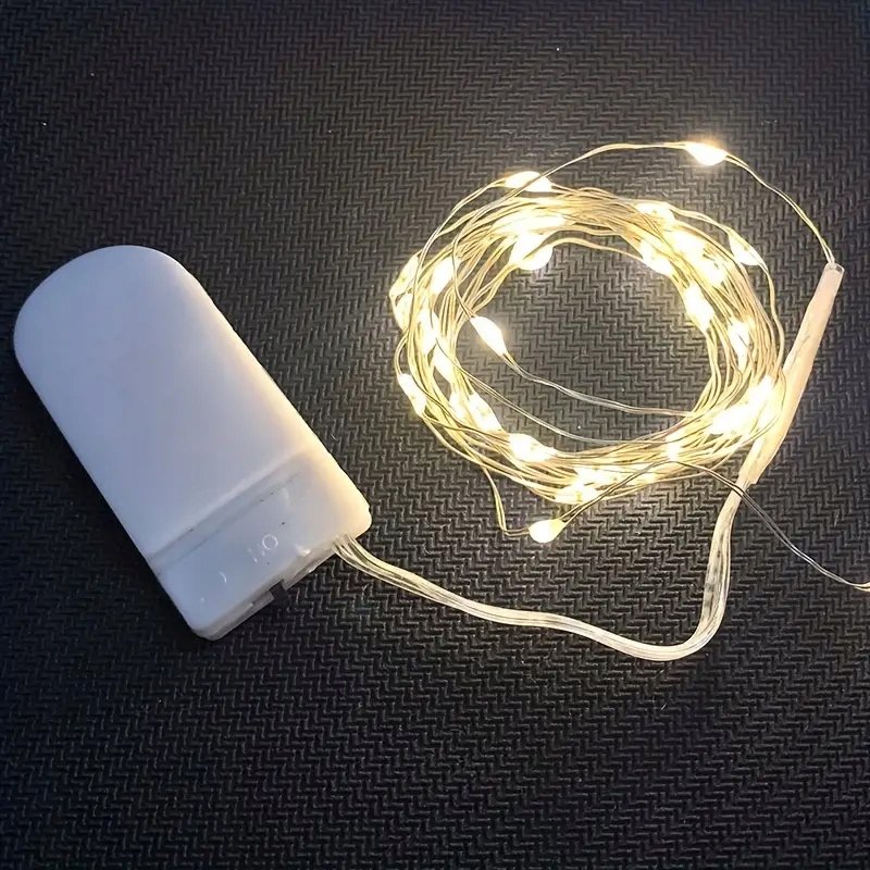 Lampki choinkowe CIEPŁE sznur DRUCIK 20 LED 2m białe ciepły baterię CR2032