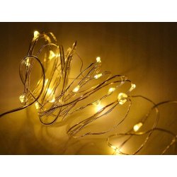 Lampki choinkowe CIEPŁE sznur DRUCIK 20 LED 2m białe ciepły baterię CR2032