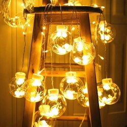 KURTYNA świetlna LAMPKI LED 3m białe CIEPŁE 230V duże kule bombki 12szt