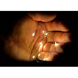 Lampki choinkowe CIEPŁE sznur DRUCIK 20 LED 2m białe ciepły baterię CR2032