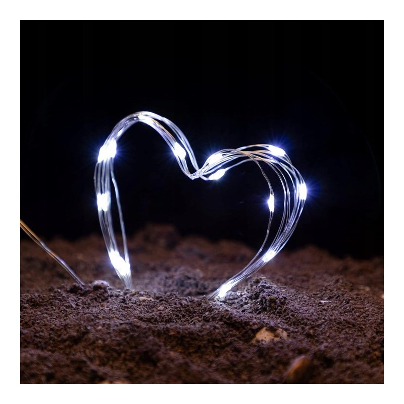 2x Lampki choinkowe ZIMNE sznur DRUCIK 50 LED 5m biały zimny na 2 baterie