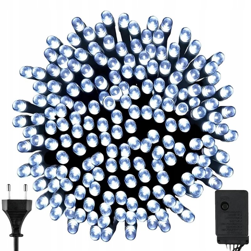 LAMPKI Choinkowe premium łańcuch 16m 200 LED biały zimny wewnętrzne ZIMNE