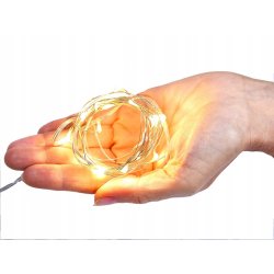 Lampki choinkowe CIEPŁE sznur DRUCIK 40 LED 4m białe ciepły baterię CR2032