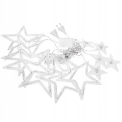 KURTYNA ŚWIETLNA lampki LED GWIAZDKI GIRLANDA sieciowa BIAŁA ZIMNA 3M OKNO