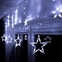 KURTYNA ŚWIETLNA lampki LED GWIAZDKI GIRLANDA sieciowa BIAŁA ZIMNA 3M OKNO