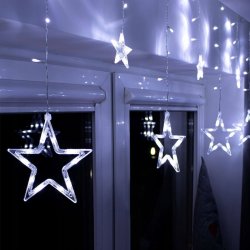 KURTYNA ŚWIETLNA lampki LED GWIAZDKI GIRLANDA sieciowa BIAŁA ZIMNA 3M OKNO