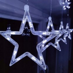 KURTYNA ŚWIETLNA lampki LED GWIAZDKI GIRLANDA sieciowa BIAŁA ZIMNA 3M OKNO