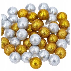 KULECZKI kulki BROKATOWE styropianowe 50 SZTUK srebrne złote Dekoracja