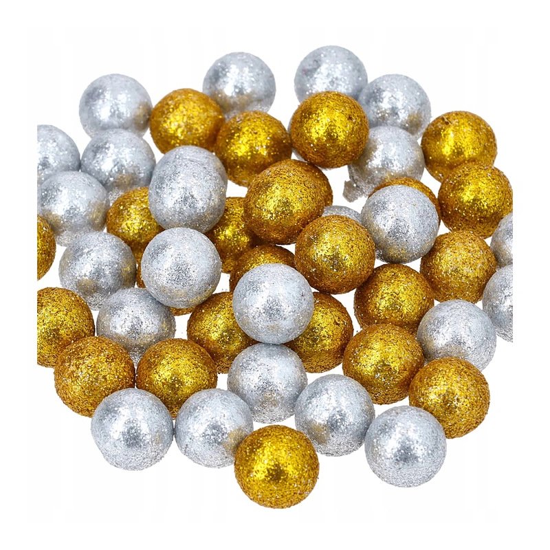 KULECZKI kulki BROKATOWE styropianowe 50 SZTUK srebrne złote Dekoracja