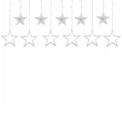 KURTYNA ŚWIETLNA lampki LED GWIAZDKI GIRLANDA sieciowa BIAŁA ZIMNA 3M OKNO