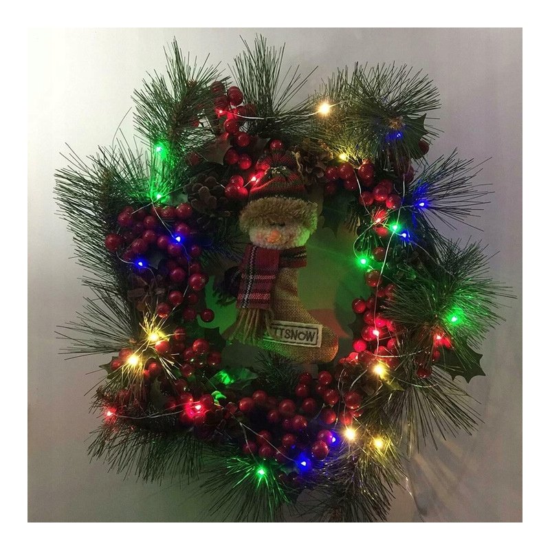 2x Lampki choinkowe KOLOROWE sznur DRUCIK 50 LED 5m MULTIKOLOR na 2 baterie