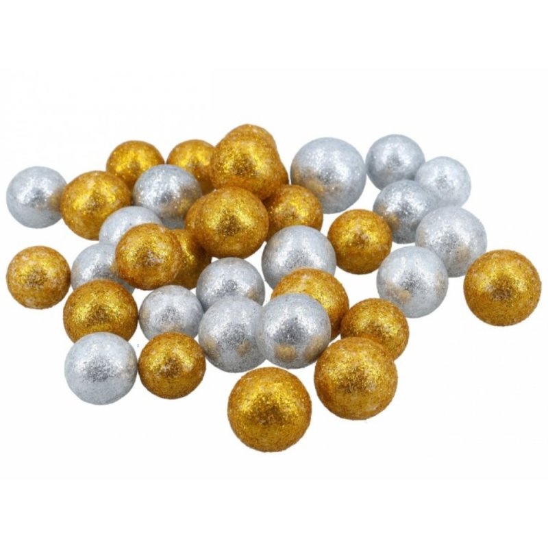 KULECZKI kulki BROKATOWE styropianowe 50 SZTUK srebrne złote Dekoracja