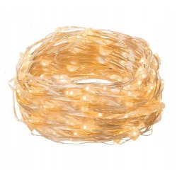 2x Lampki choinkowe CIEPŁE sznur DRUCIK 50 LED 5m biały ciepły na baterie