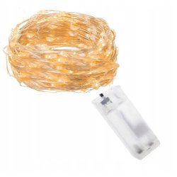 2x Lampki choinkowe CIEPŁE sznur DRUCIK 50 LED 5m biały ciepły na baterie