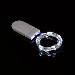 Lampki choinkowe ZIMNE sznur DRUCIK 20 LED 2m białe zimny na baterię CR2032