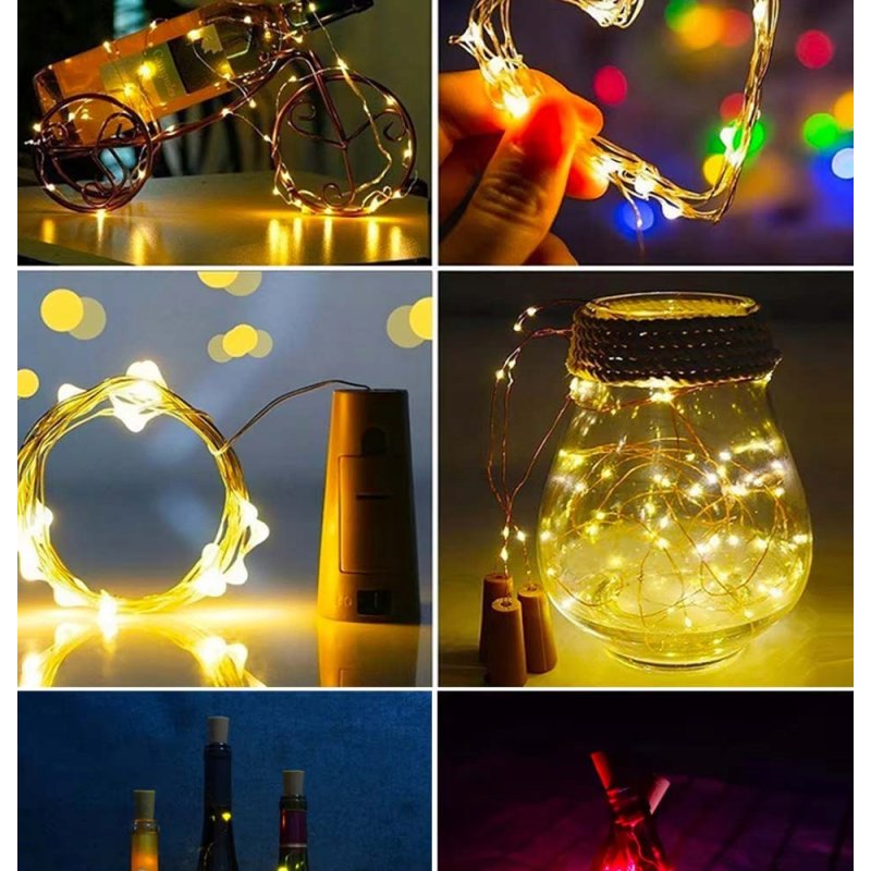 KOREK do butelki Lampki WW sznur DRUCIK 40 LED 4m CIEPŁE + baterie LR44