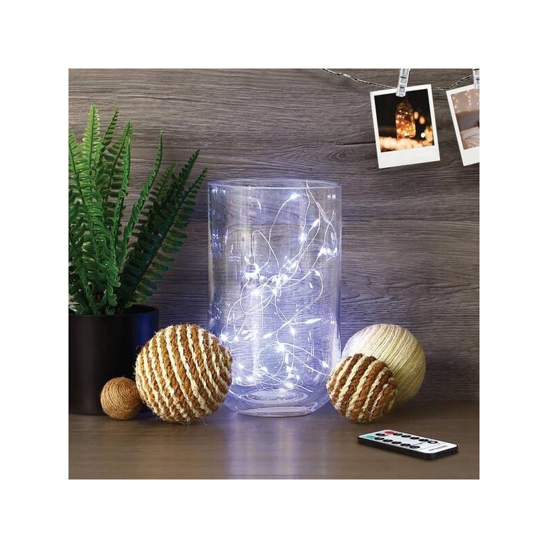 Lampki choinkowe IP44 ZIMNE sznur DRUCIK 100 LED 10m biały zimny na baterie