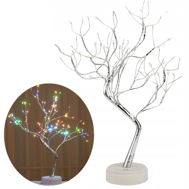 Drzewko Świąteczne Choinka 108 Led MULTIKOLOR Bonsai 50cm Dekoracja Ozdoba