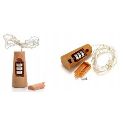 KOREK do butelki Lampki RGB sznur DRUCIK 20 LED 2m KOLOROWE + baterie LR44