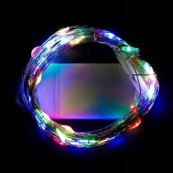 Lampki choinkowe RGB sznur DRUCIK 40 LED 4m kolorowe na baterię CR2032